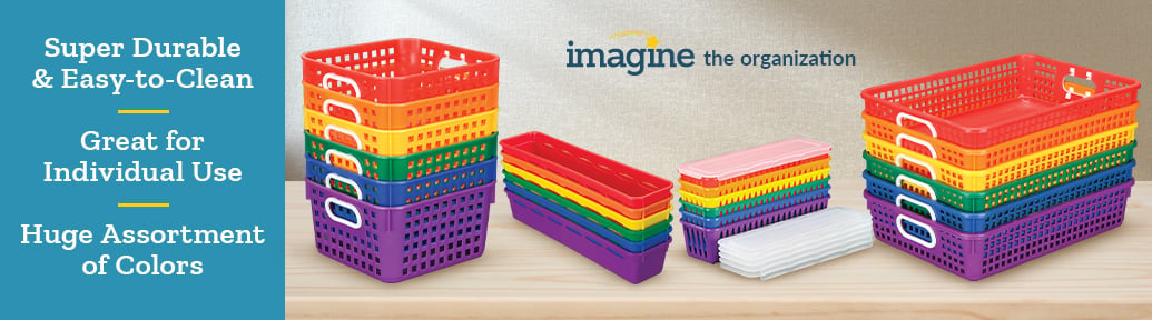 Colored Plastic Baskets, Classroom Storage Boxes For Organizing